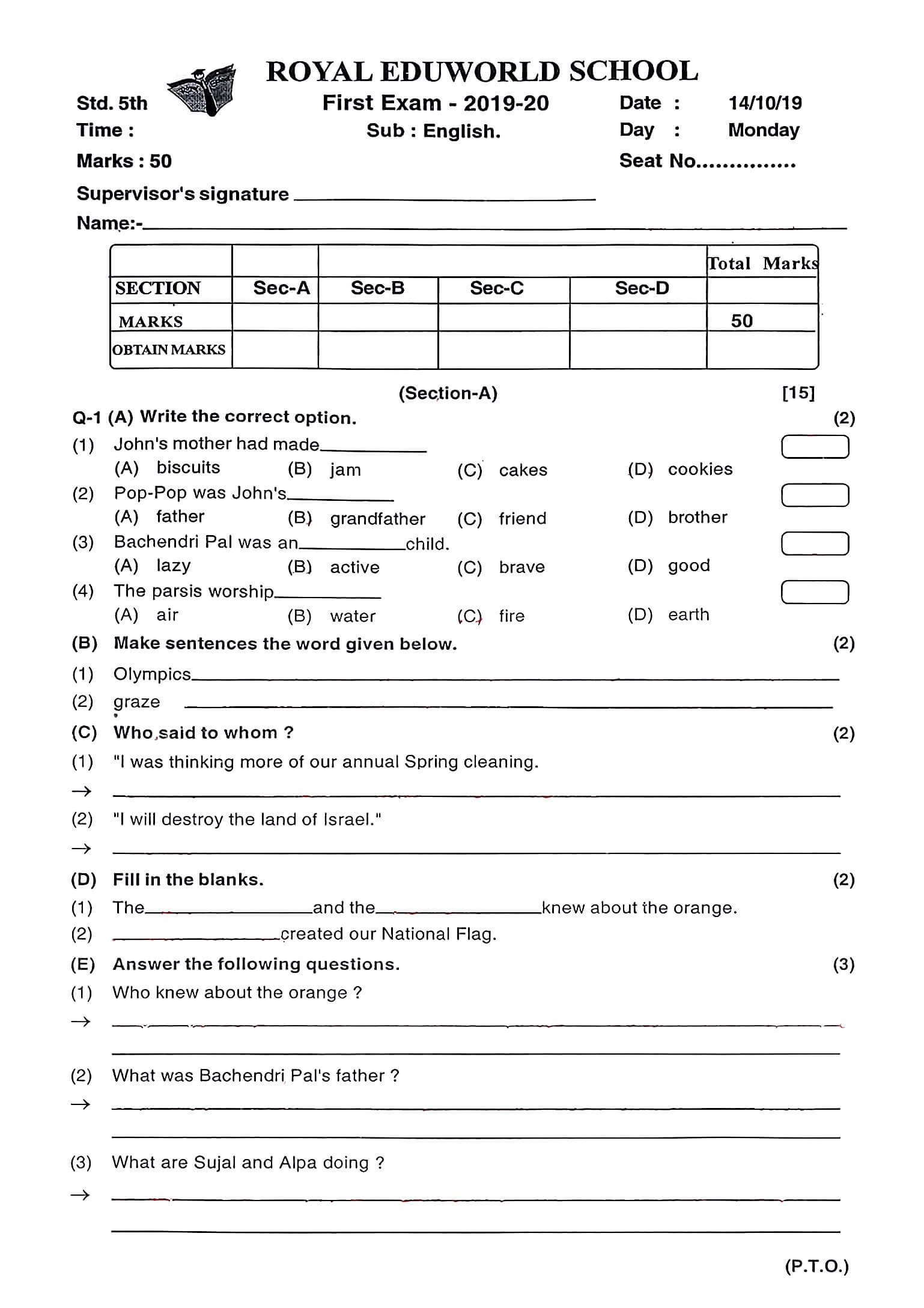 Keep Printed Questions Intact